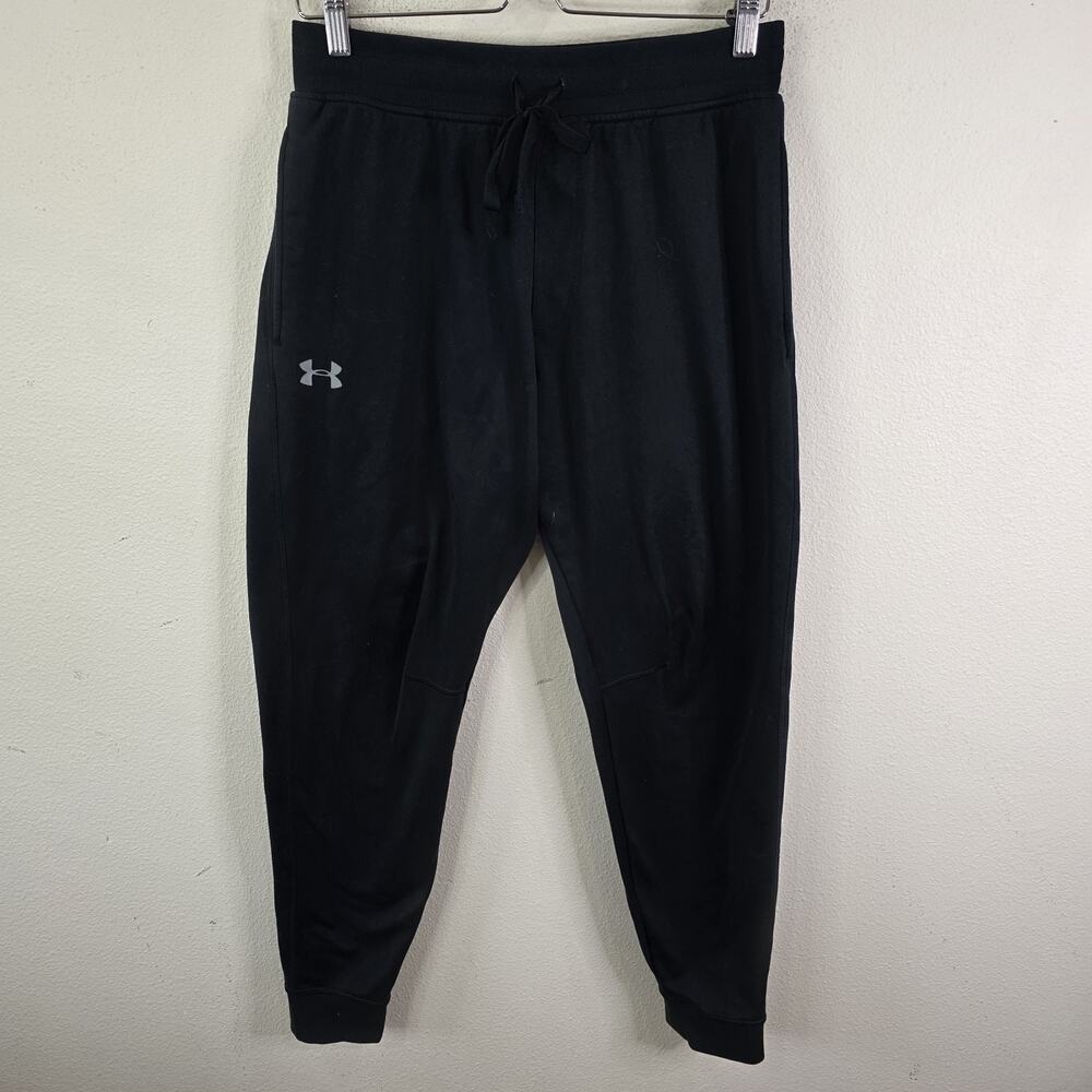 Under Armour Joggers Pants Men Medium Black Loose Fit Tapered Leg Drawstring
